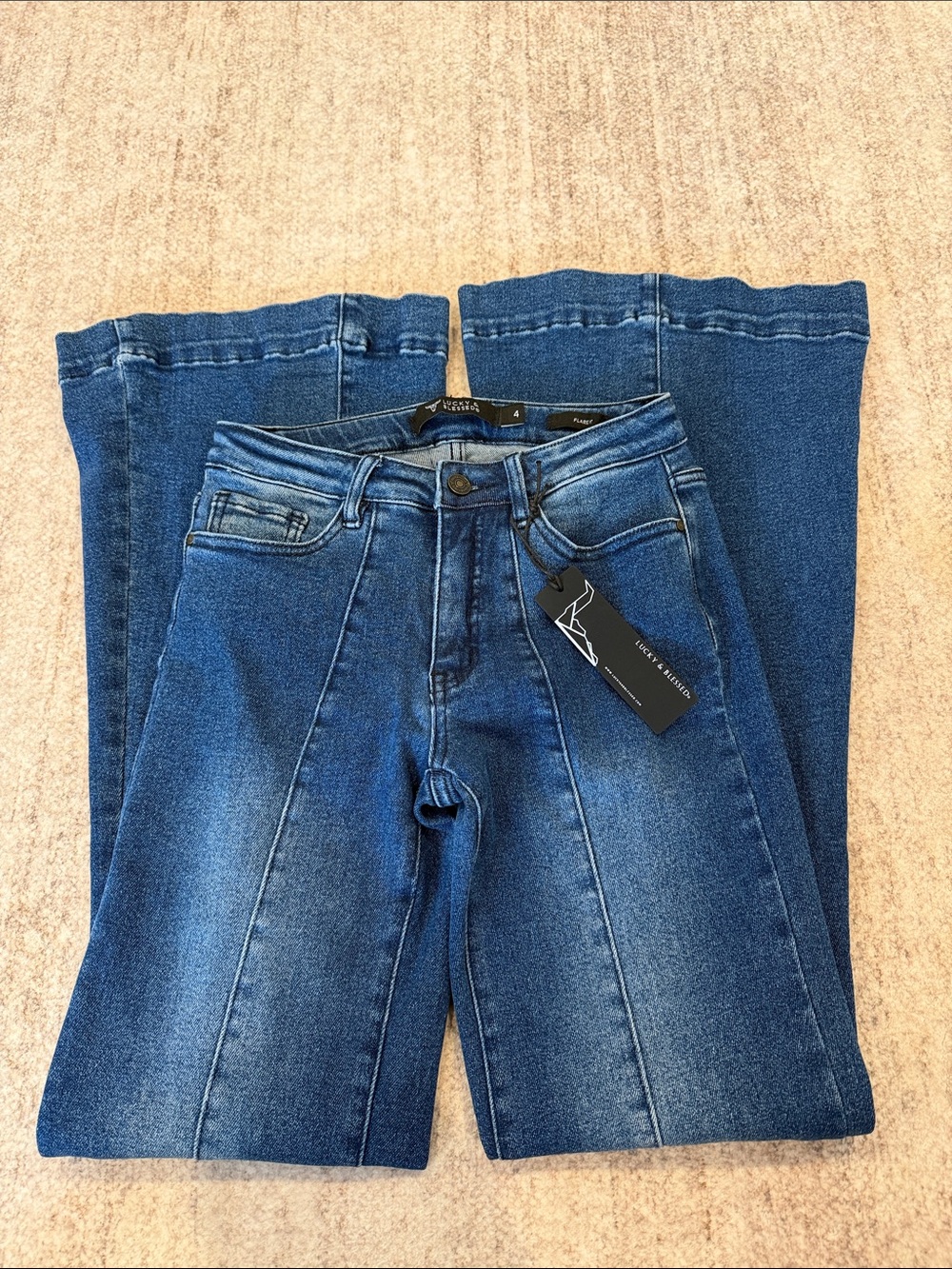 Lucky & Blessed Women's Blue Wide Leg Flare Jeans